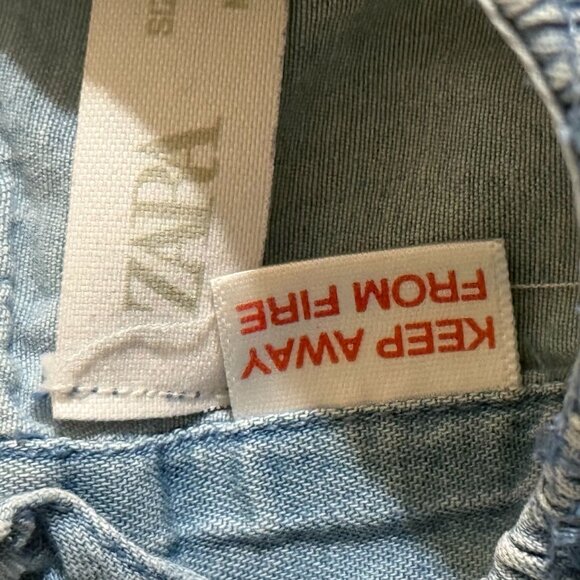 Zara Kids Toddler Girl Denim Embroidered Ruffled Dress SIZE 18-24 Month - Picture 4 of 5